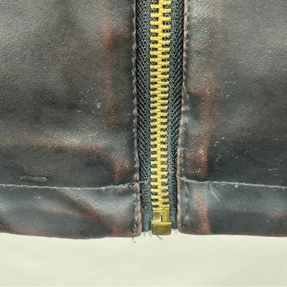 Machine Faux Leather Two-Tone Black and Tan Bomber/Biker Jacket Size L Outdoor